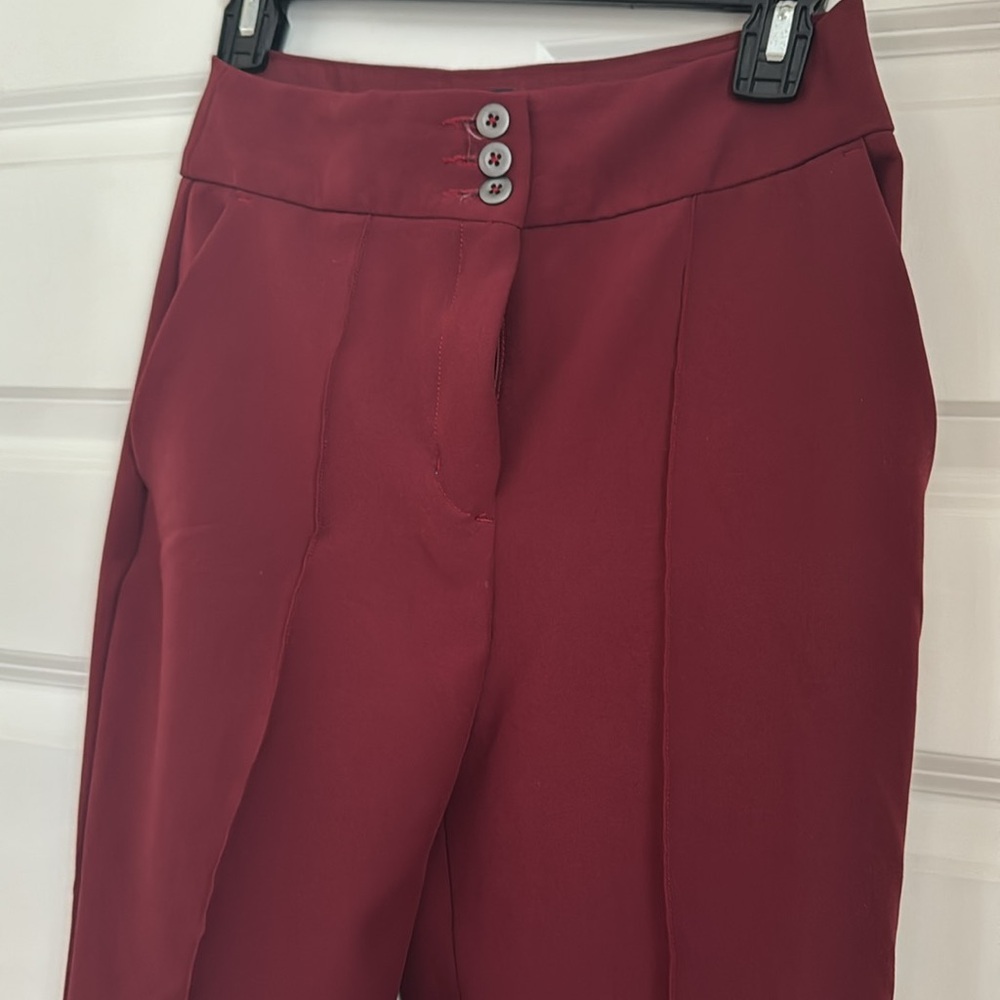 Express Wine Ruby Red Super High Waisted Rise Fla… - image 2